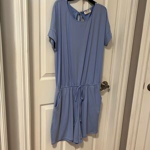 Zenana Light Blue Short Sleeve Romper. Size 1X.